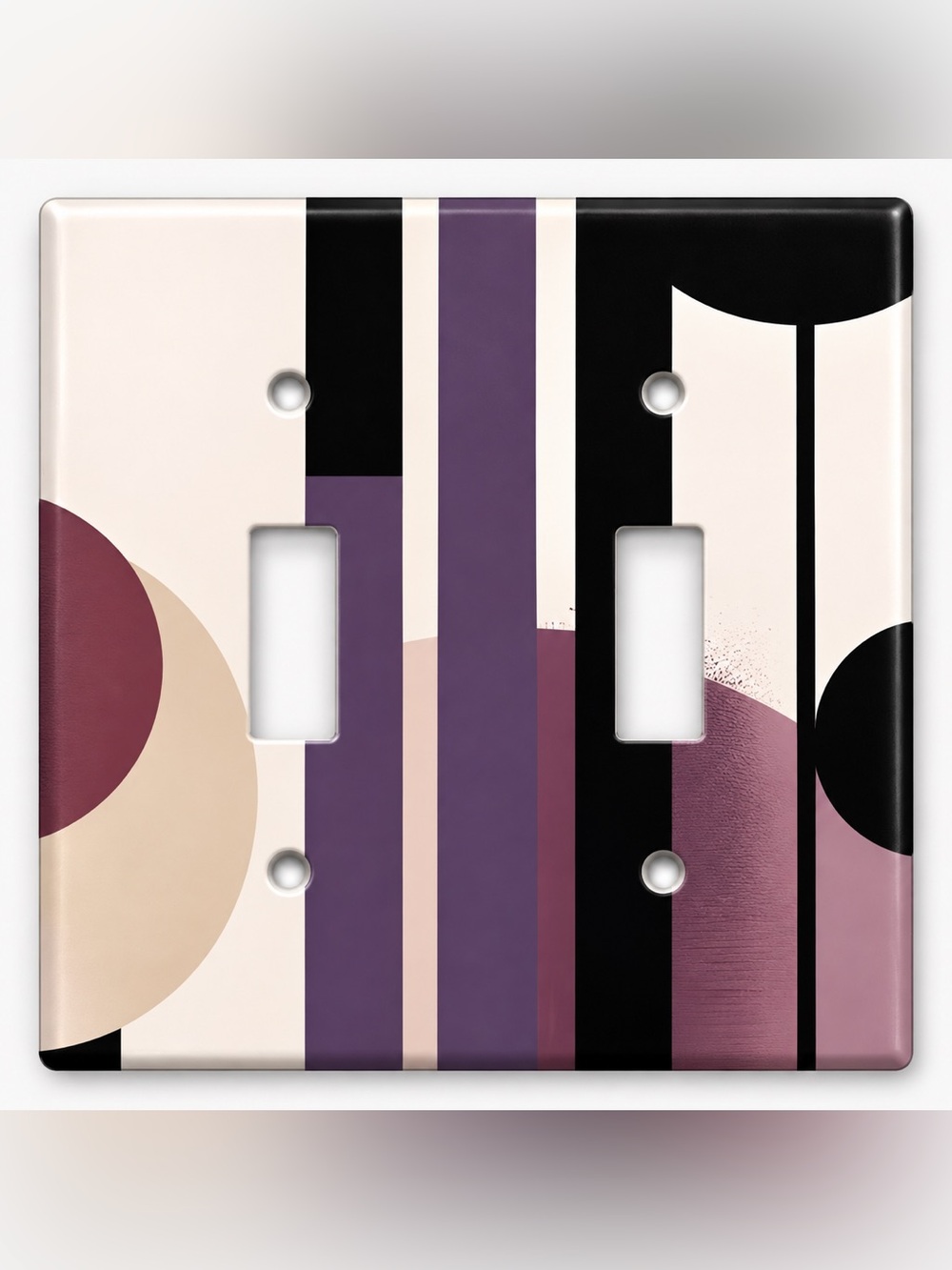 Handmade Retro Geometric Purple Black Double Toggle Light Switch Cover